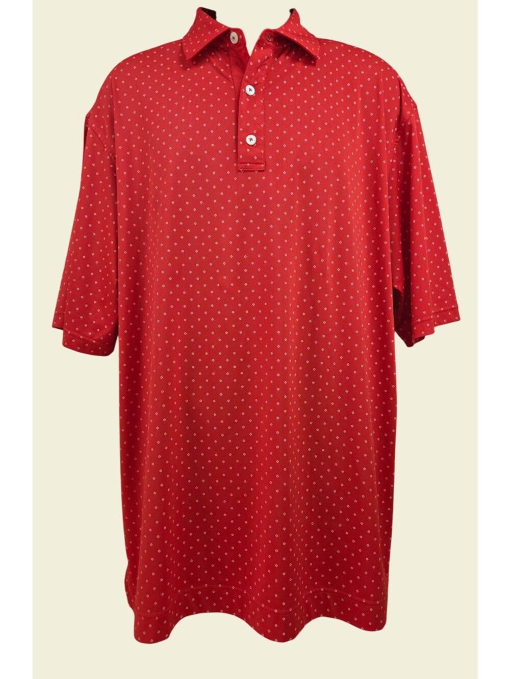 FootJoy Mens Red Polka Dot Performance Polo Shirt XL Stretch Golf Apparel